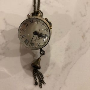 Brass global long necklace watch